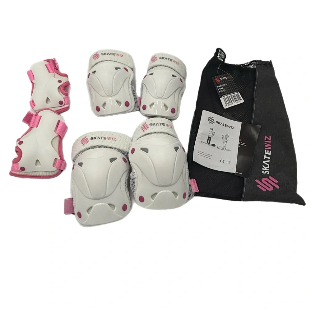 SKATEWIZ Protective Gear Set, Kids Protective Gear Set‎ - White and Pink NEW